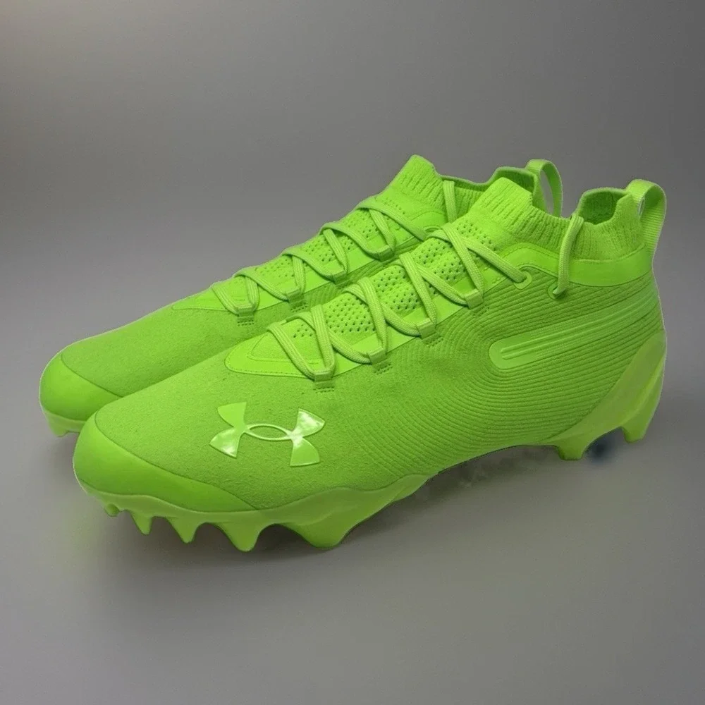 *NEW Men Size 15 Under Armour Spotlight Suede Pro MC Football Cleats Neon Green